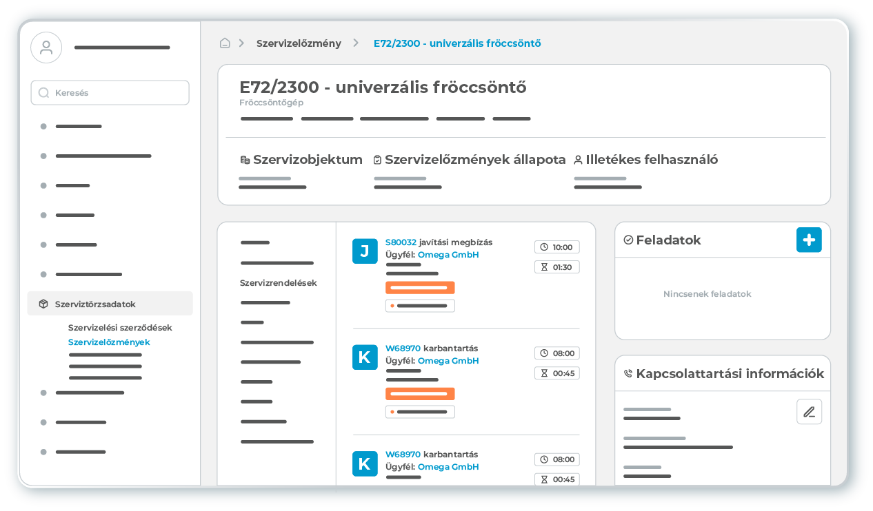 l-mobile-service-geraeteakte-desktop Részletes információk az ügyfélnél található eszközökről az eszközaktákban az L-mobile service terepi szolgáltatáskezelő szoftverben, amely támogatja a terepi szolgáltatások megrendeléskezelését